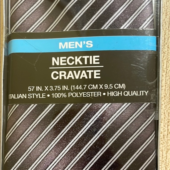Men's Black Grayish Striped Necktie - Picture 2 of 4